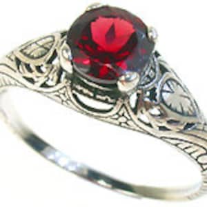 Platinum Garnet Ring, Art Deco Garnet Ring, PT900, Women&#39;s Platinum Engagement Ring, Ladies Vintage Ring, Garnet Ring, Custom R523