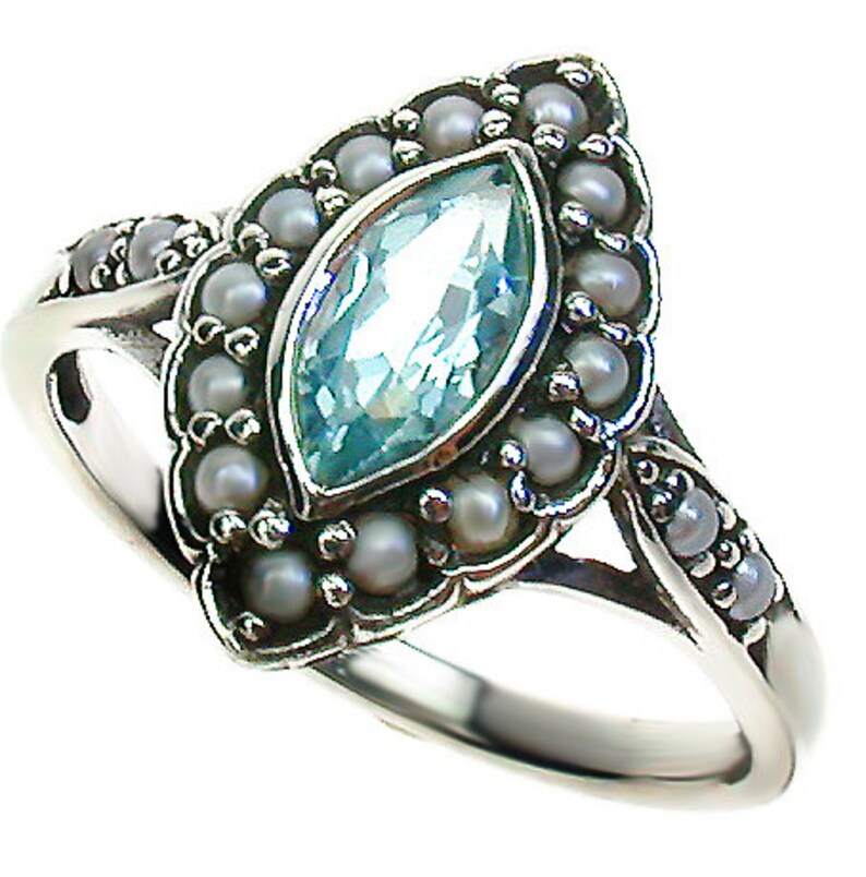 Platinum Ring with Topaz Pearl Engagement Rin Sales for sale Ranking TOP10 Vintage PT900