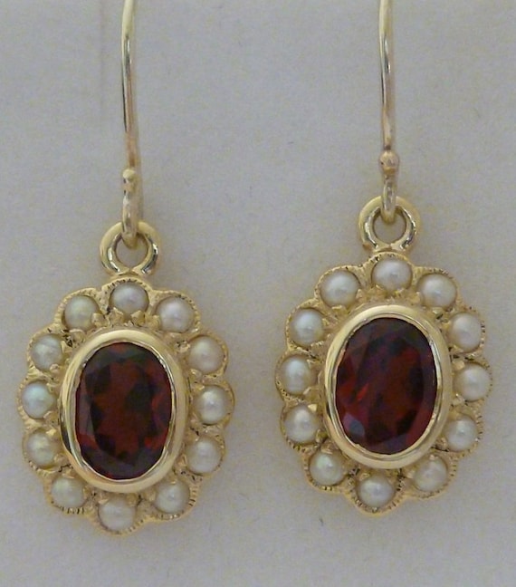 Buy 9ct Gold Garnet Earrings Online in India  Etsy