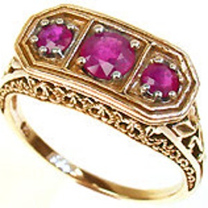 Vintage Ruby Ring 9ct 9k 14k 18ct 18k Platinum Gold Antique Ruby Ladies Ring Yellow Rose White Gold Victorian Ring Custom R117