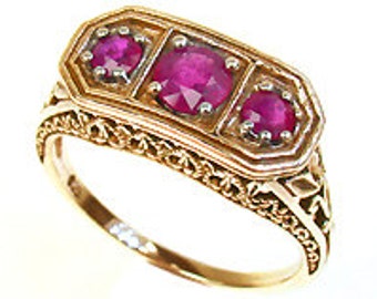 Vintage Ruby Ring 9ct 9k 14k 18ct 18k Platinum Gold Antique Ruby Ladies Ring Yellow Rose White Gold Victorian Ring Custom R117