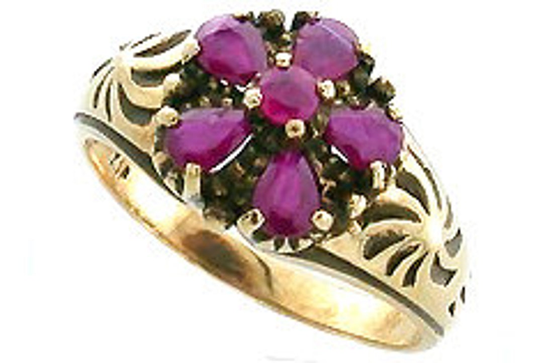 Womens Ruby Ring, Gold Ruby Flower Ring, Ruby Blossom Ring, Ruby Floral ...