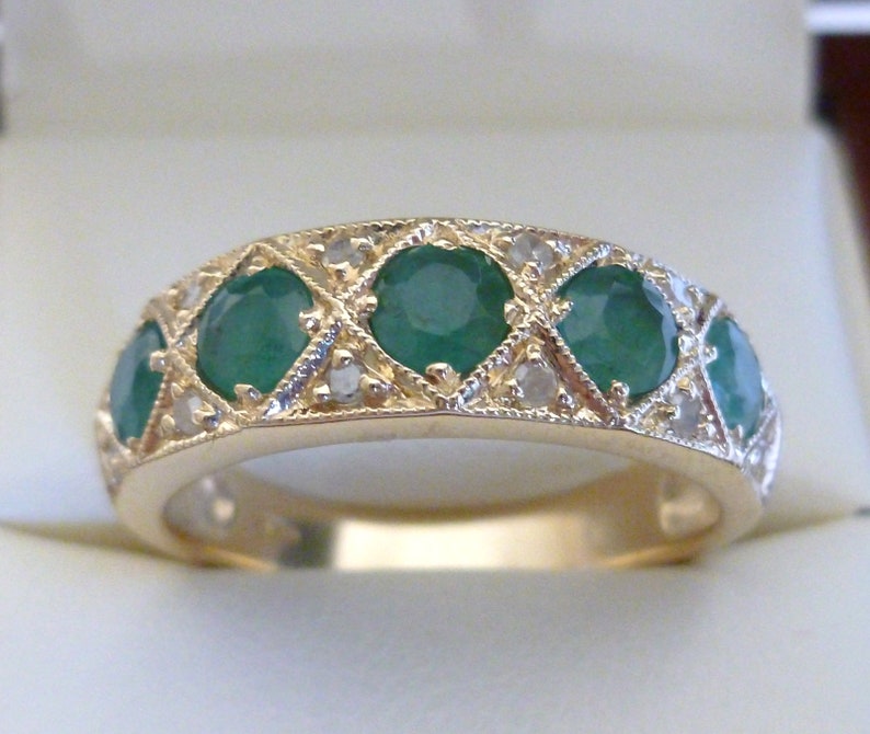 Gold Emerald Ring Vintage Diamond Ring 9ct 9k Solid Yellow Etsy Australia