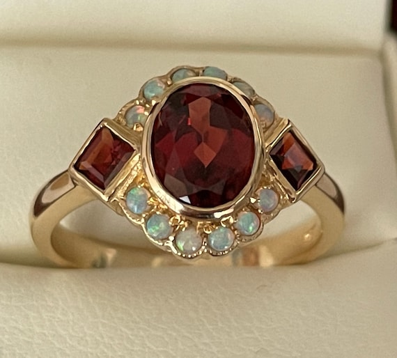 BEAUTIFUL Antique Georgian Flat Cut Garnet and Turquoise Ring, Lovely -  Ruby Lane