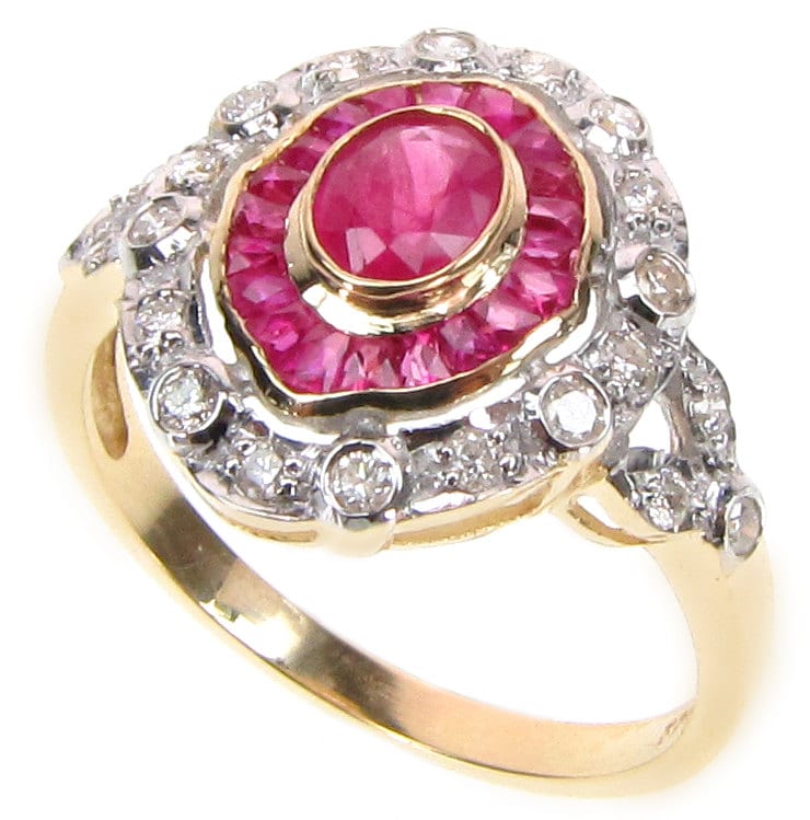 Art Deco Sapphire Ruby Emerald Ring 14k 10k 9k Antique Style | Etsy