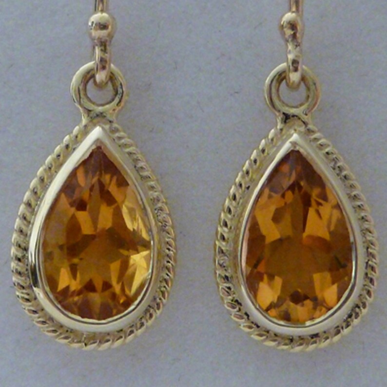 Vintage Citrine Earrings Antique Solid Gold Earrings 9ct 9k Etsy