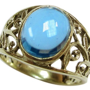 Vintage Topaz Ring, 9ct 9k 14k 18k Platinum, Solid Gold, Antique Topaz Ring, Filigree -Avail Rose, White Gold- Custom R142