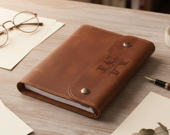 Leren ringband, mapportfolio, gepersonaliseerde ringband, ringband omslag, ringband notitieboekje, 3 ringbanden, aangepaste 6 ringbanden A5