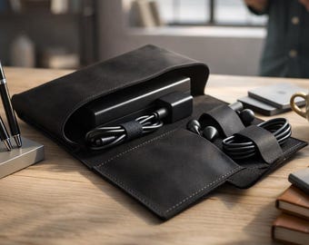 Custodia in pelle per caricabatterie, borsa organizer per cavi, organizer da viaggio, organizer per cavi del telefono, custodia per caricabatterie, organizer per cavi, accessori da viaggio