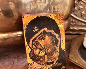 Decorative Collectible Representing the Virgin of Vladimir Art Piece Gallery Wall Art Vintage Wall Art Religious Decor Vintage Gift Eclectic