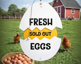 Letrero plegable con forma de huevo, letrero para puesto de frutas y verduras con forma de huevo, decoración para gallinero, letrero para casa de campo, un regalo para los amantes de la cría de pollos.