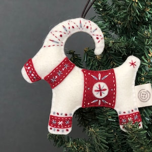 Nikkie's Felt Julbock (Yule goat) Christmas Ornament - White