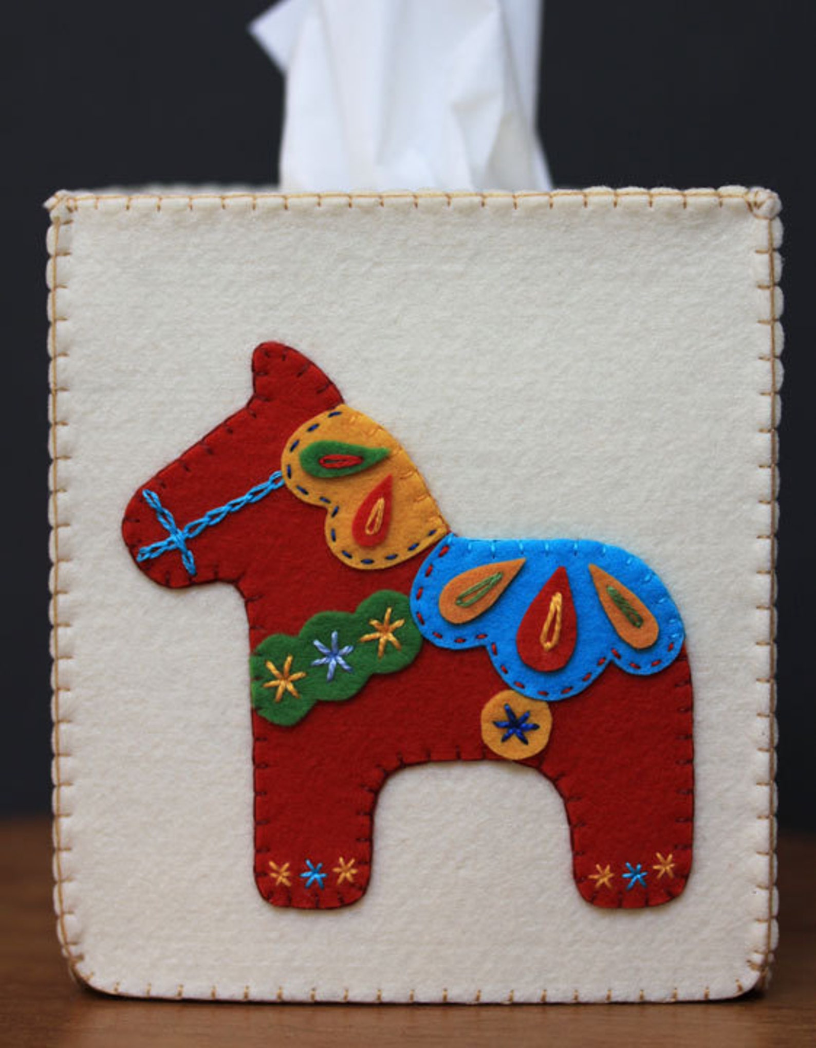 Nikkie's Felt Dala Horse Tissue Box Cover A Red Horse on Etsy