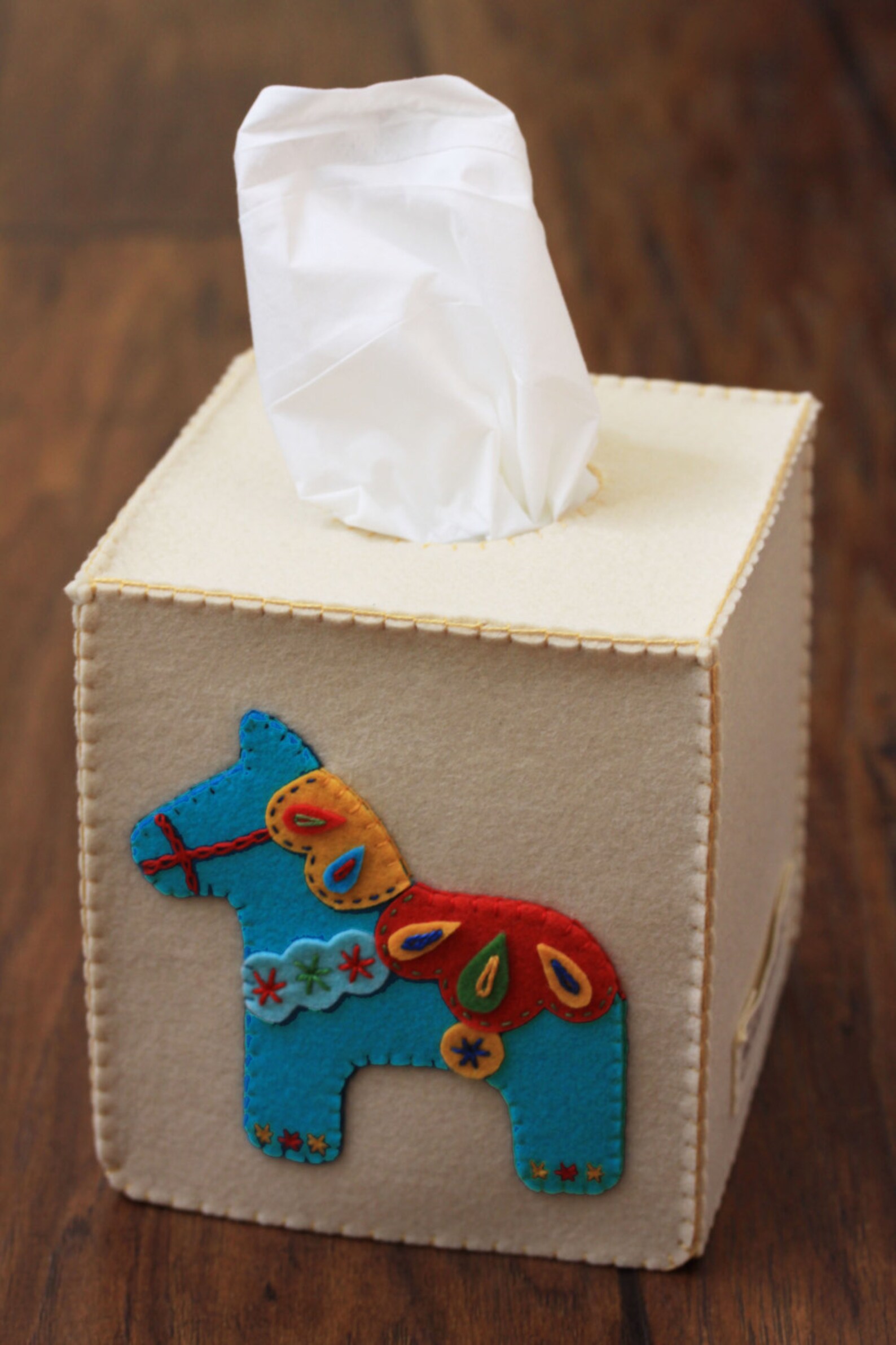 Nikkie's Felt Dala Horse Tissue Box Cover A Blue Horse on Etsy