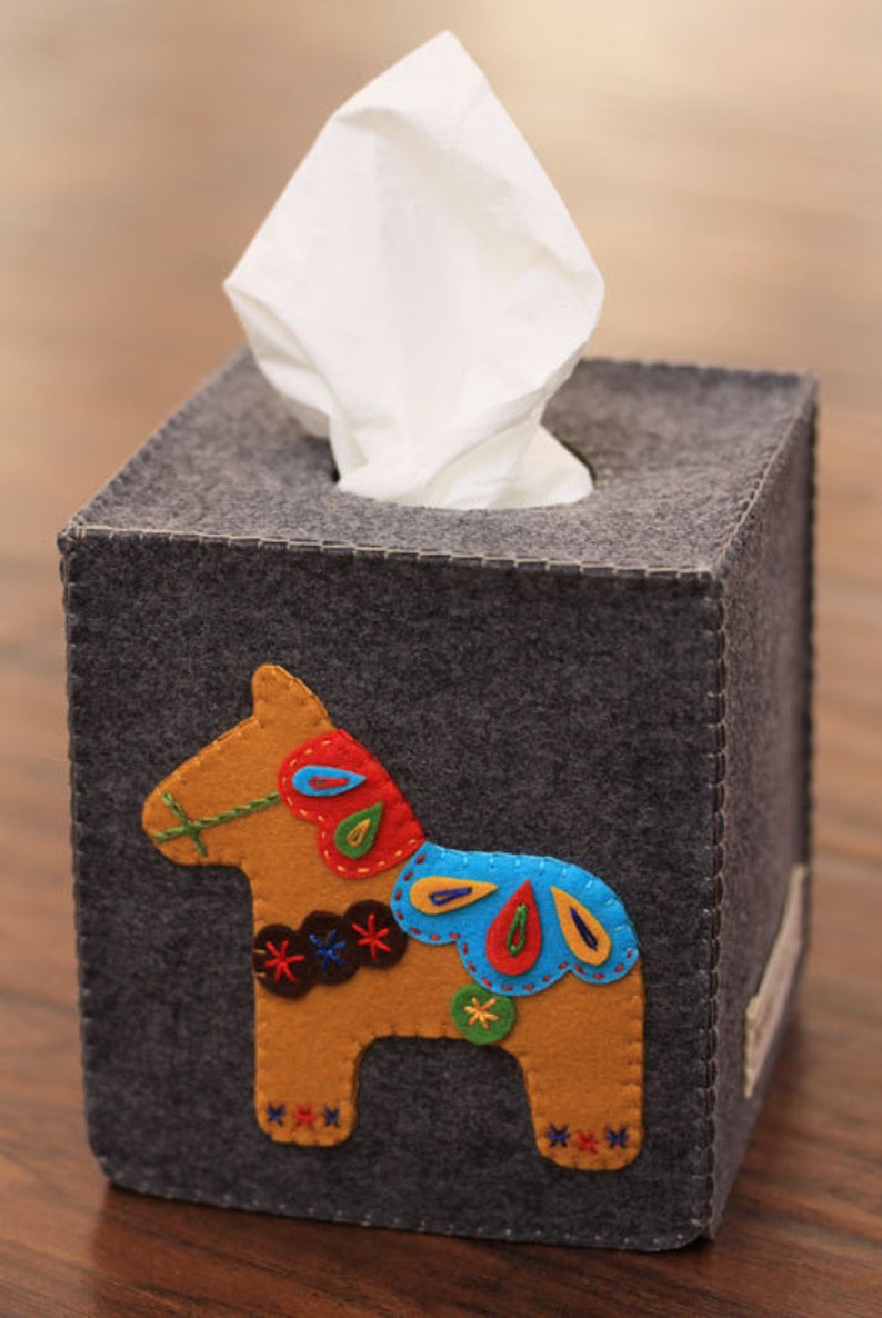 NIkkie's Felt Dala Horse Tissue Box CoverA Mustard Horse Etsy