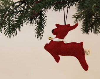 Nikkie's Felt Reindeer Ornament - Red