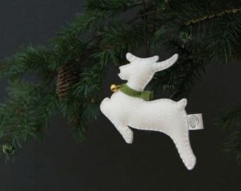 Nikkie's Felt Reindeer Ornament - Cream