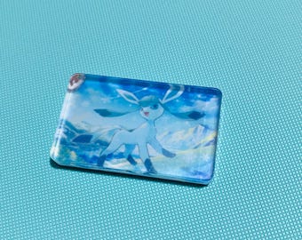 Glaceon PKMN Upcycled Trading Card Rectangle Acrylic Magnet