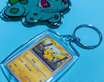 Pikachu (025/165) PKMN TCG Card Rectangle Acrylic Keychain SV:151
