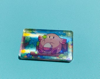 Chansey Holo PKMN Upcycled Trading Card Rectangle Acrylic Magnet