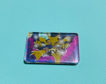 Alakazam Holo PKMN Upcycled Trading Card Rectangle Acrylic Magnet