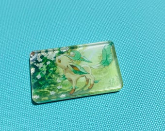 Leafeon PKMN Upcycled Trading Card Rectangle Acrylic Magnet