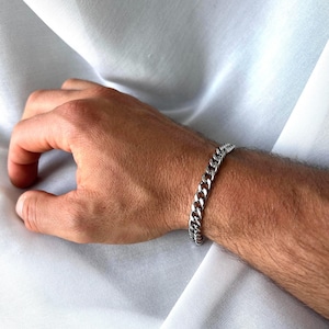 Robustes Cuban chain Armband aus Edelstahl in Silber