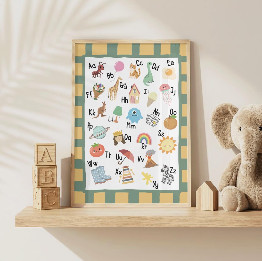 Alphabet Learning Print - ABC Nursery Wall Art, Educational Kids Poster ...