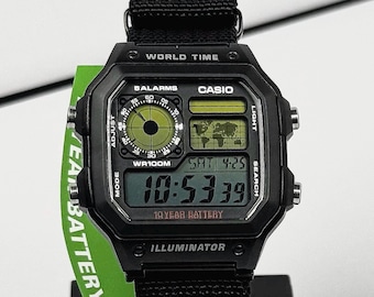 Casio Royale AE1200WH Watch – Custom Gradient Filter, 22mm Ballistic Nylon Strap