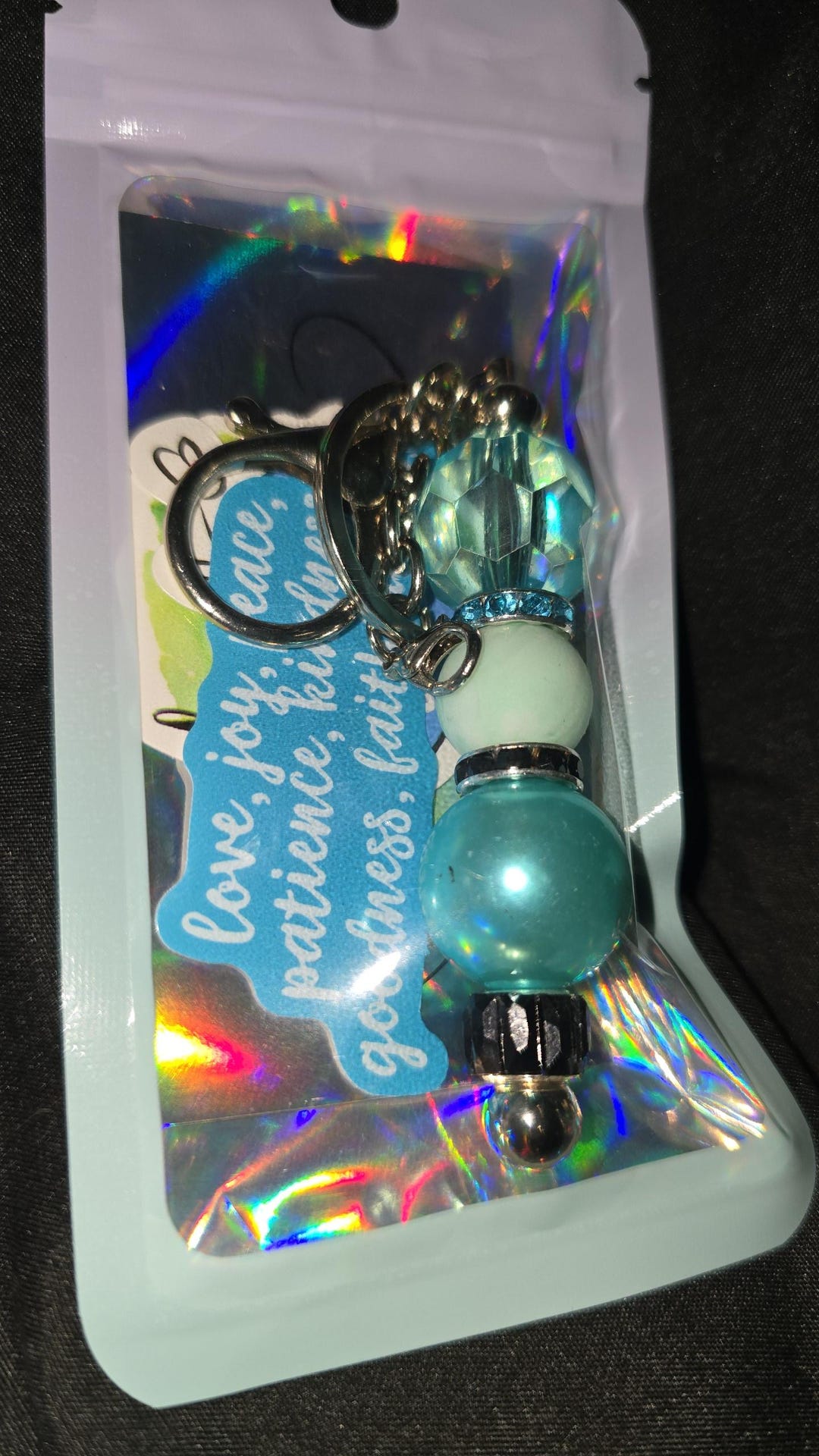 Baby Blue Beaded Keychain. - Etsy