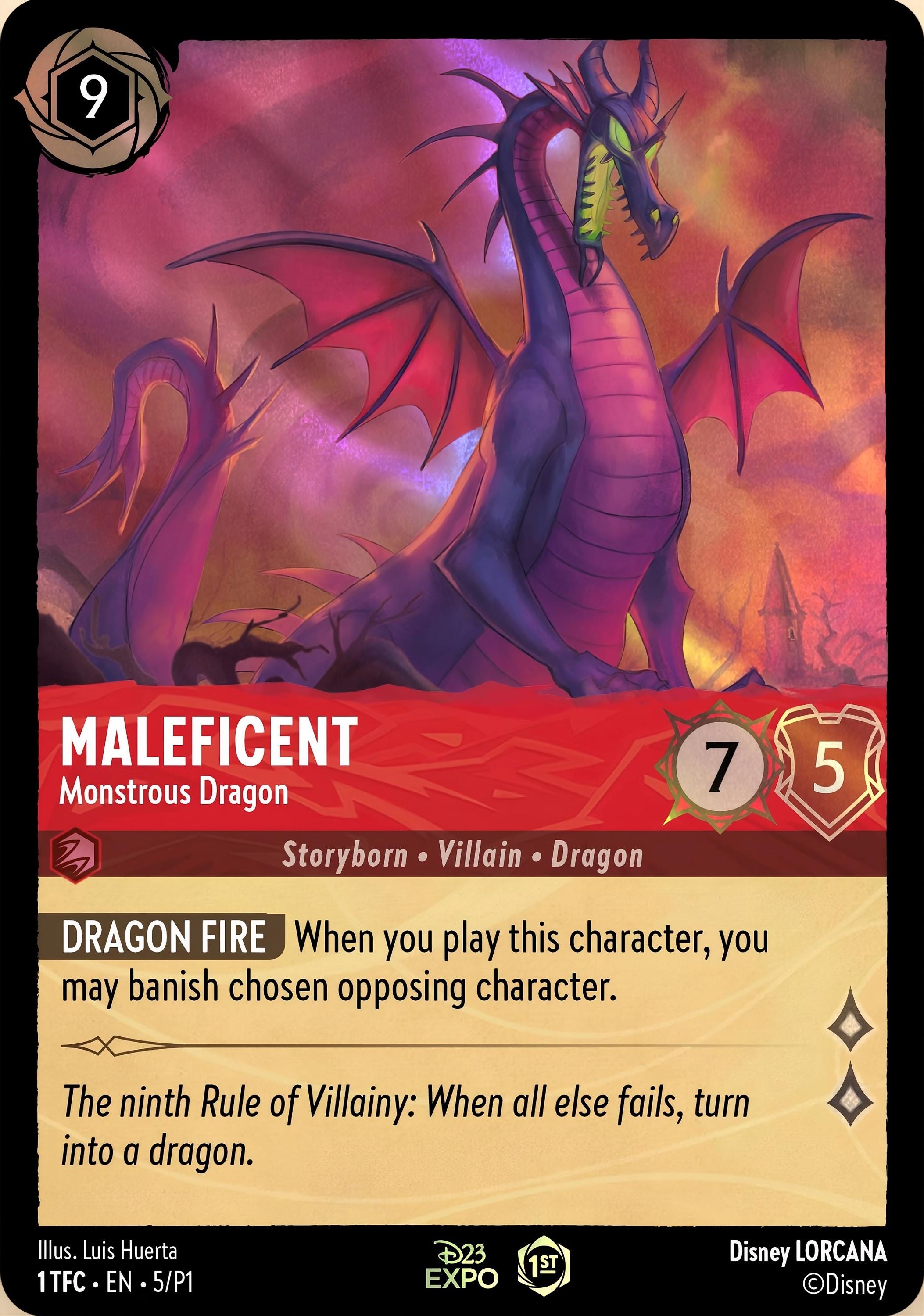 Lorcana Maleficent Dragon Card - Etsy
