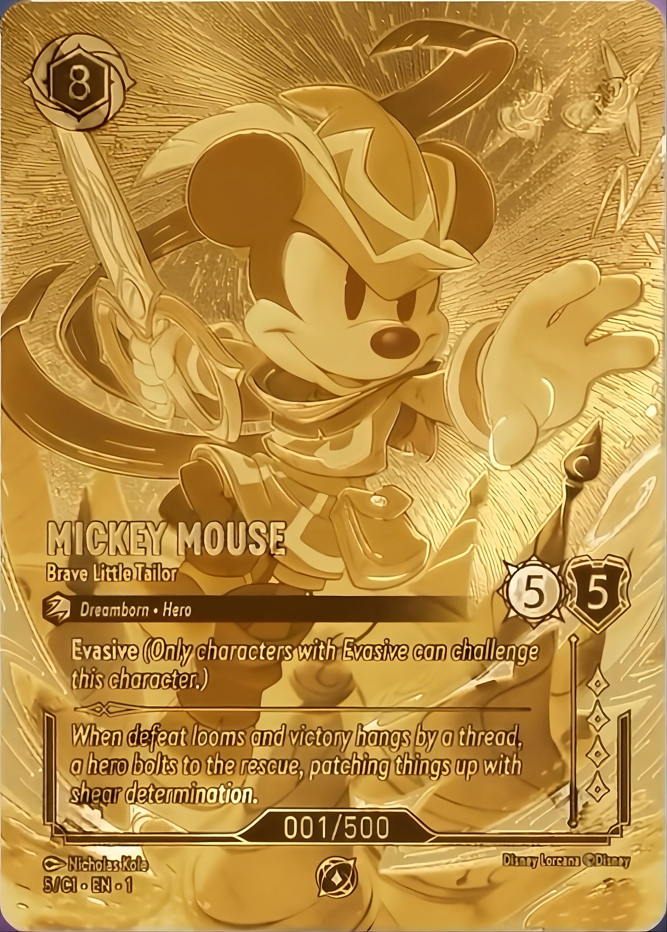 Mickey Mouse - Brave Little Tailor - Gold - TCG - Holo Card