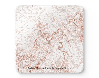 Arches & Canyonlands National Park Map | Hardboard Coaster Set of 4