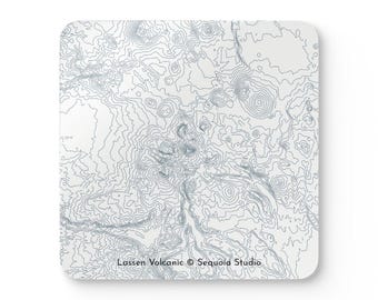 Mapa del Parque Nacional Volcánico Lassen / Juego de 4 posavasos de cartón duro