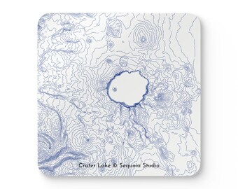 Crater Lake National Park Map | Hardboard Coaster Set of 4