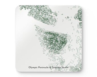 Olympic National Park Map | Hardboard Coaster Set of 4