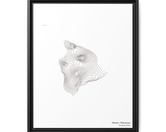 Mapa del Parque Nacional de los Volcanes de Hawái / Impresión en lienzo enmarcada