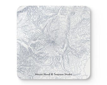 Mount Hood Map | Hardboard Coaster Set of 4
