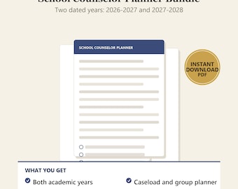 School Counselor Planner Bundle 2026 2027 and 2027 2028 | Two Dated Planners, Caseload Tracker and ASCA-Aligned Data Pages | Printable PDF