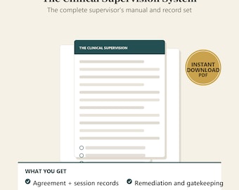 Clinical Supervision System for LCSW LPC LMFT Supervisors | Agreement, Session Notes, Competency Evaluation and Audit Records