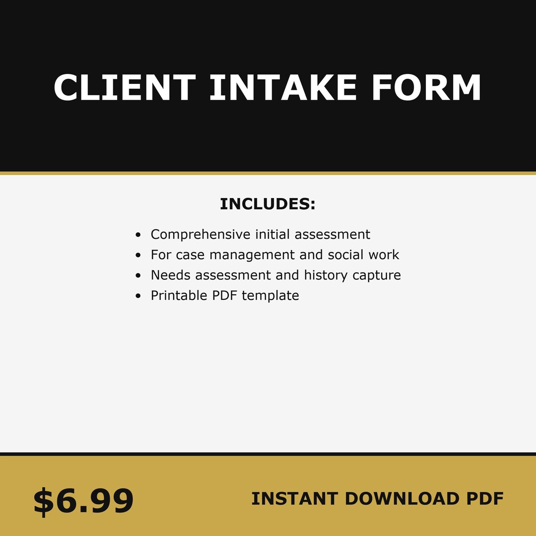 Client Intake Form Template | Social Work | Case Management ...
