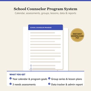 Programmasysteem voor schoolbegeleiders | ASCA Aligned Year-map, beoordeling van behoeften, planner voor kleine groepen, lesplannen, gegevenstracker