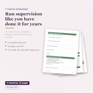Clinical Supervision Complete Toolkit | Supervision Notes, Hours Log, Competency Tracker for LCSW LPC LMFT Supervisors