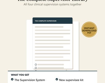 Clinical Supervisor Complete Library | Supervision System, Hours and Audit Pack, New Supervisee Kit and Group Supervision Kit | PDF