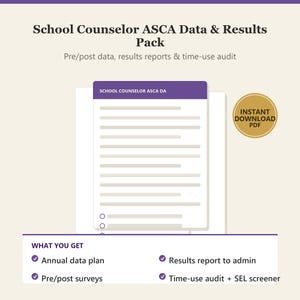 School Counselor Data Tracker | ASCA Results Report, Surveys (Digital Download)