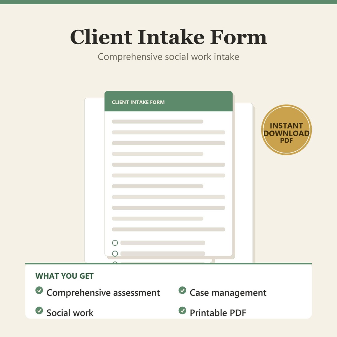 Client Intake Form Template | Social Work | Case Management ...