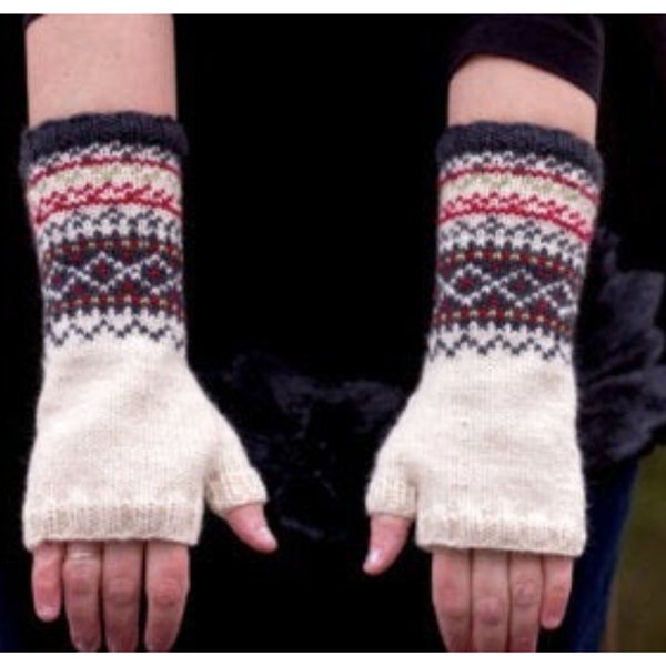 Folk Fingerless Mittens / Mitaines sans doigts Folk