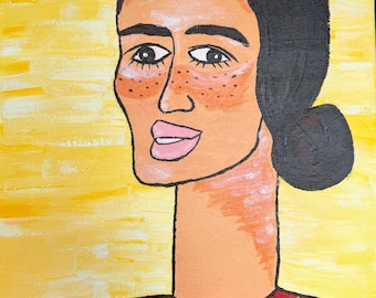 Chemisier rouge – oeuvre d'art murale imprimable | Portraits originaux | Téléchargement numérique | Tableau de caractère moderne