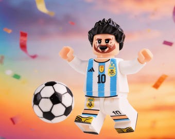Lionel Messi Argentina Minifigure, Soccer Star #10 Collectible, Football Fan Gift