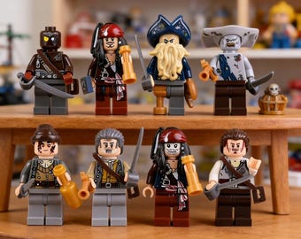 Set de minifiguras de Piratas del Caribe, regalo de la colección de aventuras para fans de los piratas, set de 8 figuras de piratas para coleccionistas y niños.